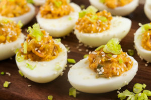 Kimchi Deviled Eggs